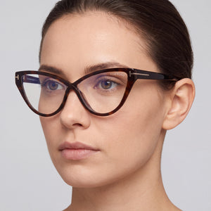 Tom Ford FT5729-B 052 Cat Eye Eyeglasses for Women — interior view, demo lenses