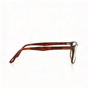 Tom Ford FT5752-B Rectangle Eyeglasses Unisex — side view, Havana Plastic temples
