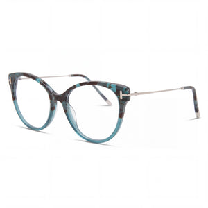 Tom Ford FT5770-B Blue Cat Eye Eyeglasses for Women, Plastic frame