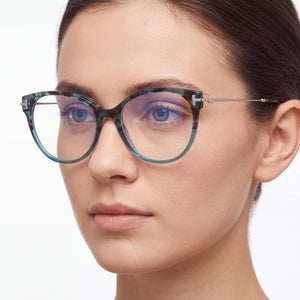 Tom Ford FT5770-B Cat Eye Eyeglasses for Women — interior view, Polycarbonate demo lenses