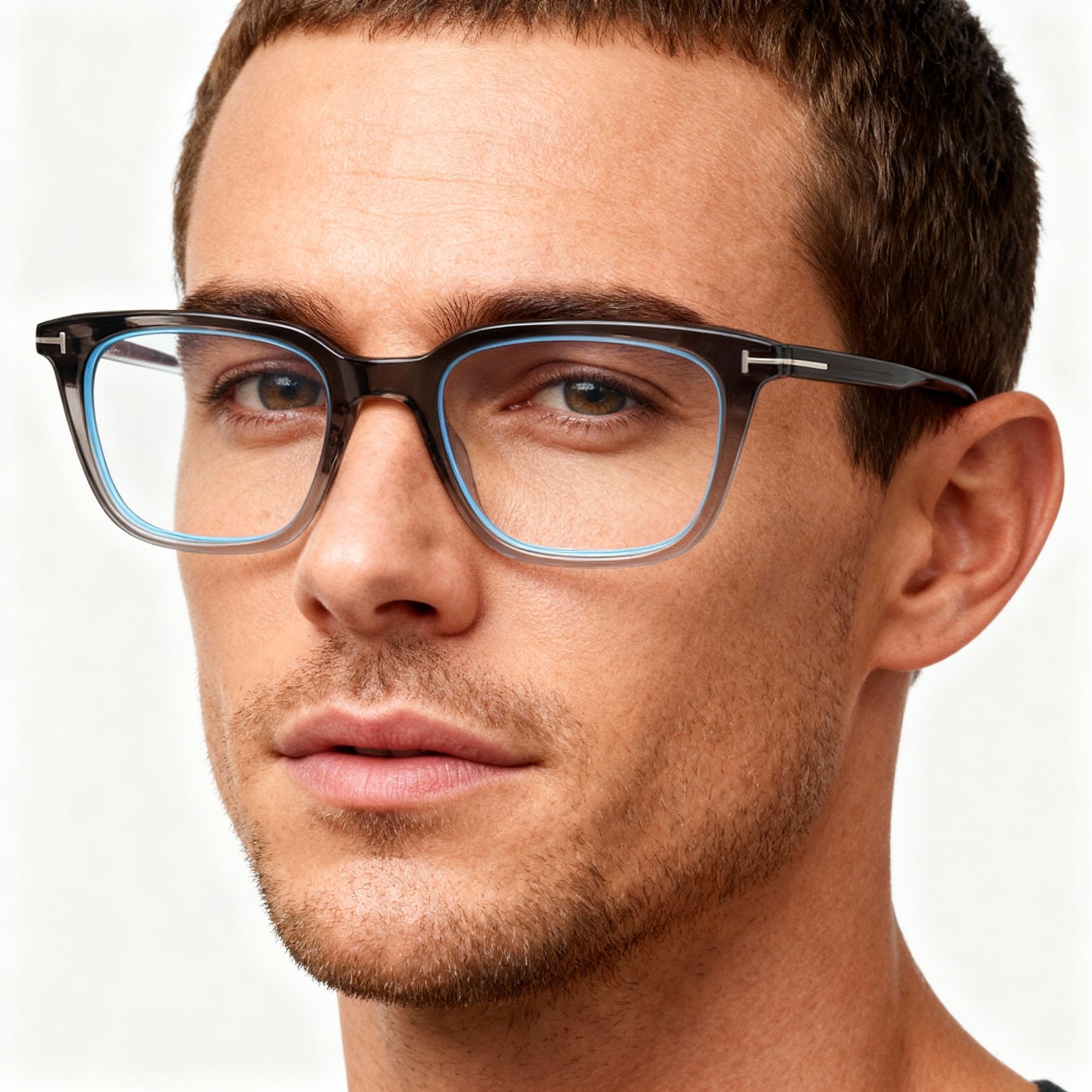 Tom Ford FT5776-D-B Gray Rectangle Eyeglasses for Men, Plastic 53mm, Photo 3