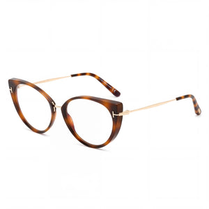 Tom Ford FT5815-B Havana Cat Eye Eyeglasses for Women, Injected frame