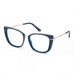 Tom Ford FT5816-B Blue Cat Eye Eyeglasses Unisex, Injected Plastic frame
