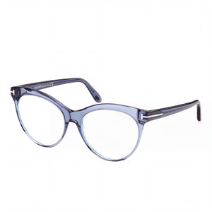Tom Ford FT5827-B Blue Cat Eye Eyeglasses for Women, Pantographed Plastic frame
