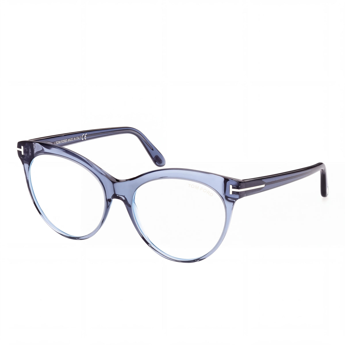 Gafas graduadas Tom Ford FT5827-B estilo ojo de gato para mujer, azul transparente, 55 mm, Photo 1
