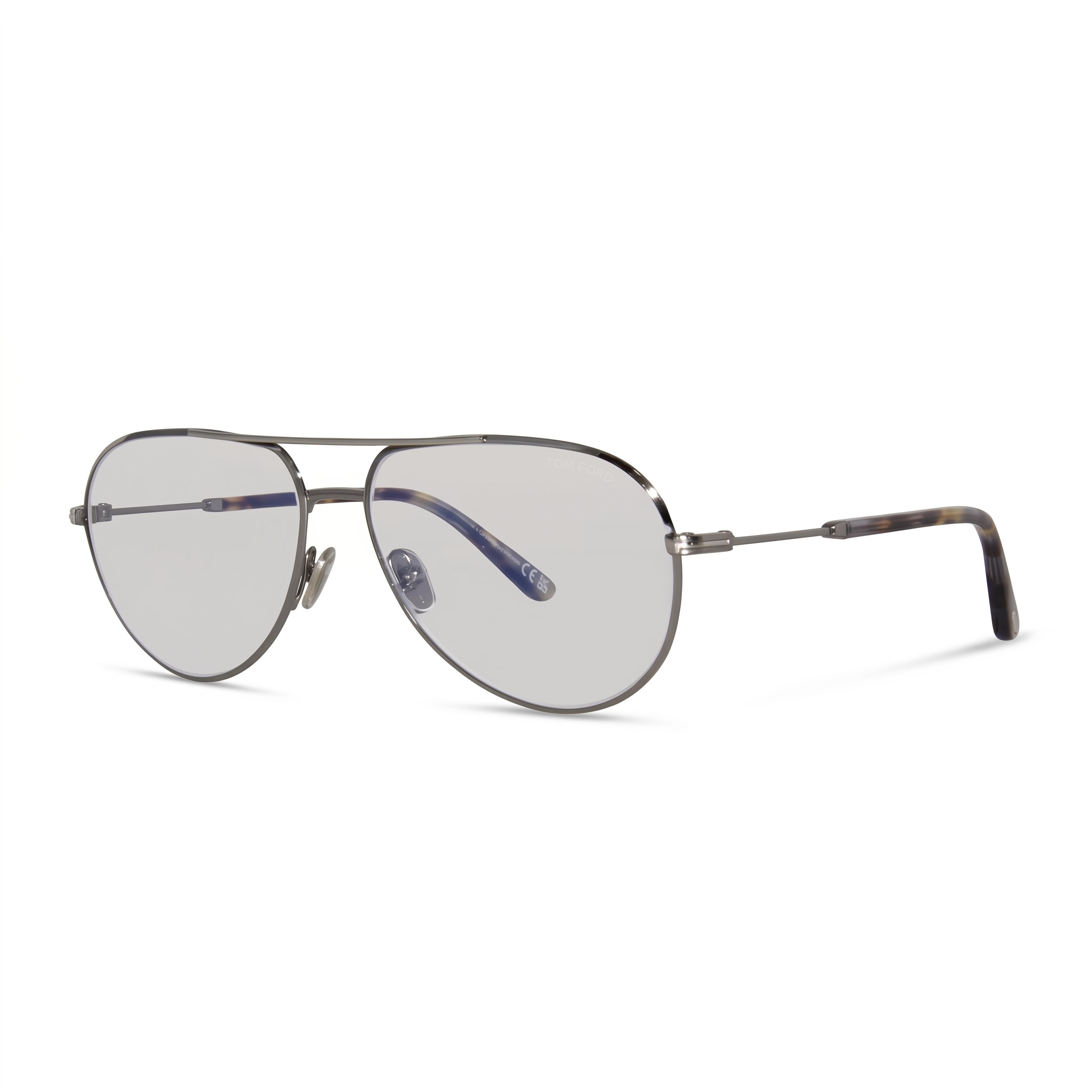 Tom Ford FT5829-B Dark Gunmetal Aviator Eyeglasses for Men, Metal 57mm, Photo 1