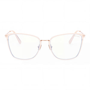 Tom Ford Ft5839-b Square Eyeglasses for Women — front view, Blue Filter Metal