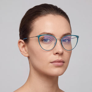 Tom Ford Ft5840-b Cat Eye Eyeglasses for Women — interior view, Polycarbonate demo lenses