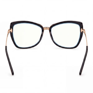 Tom Ford Ft5882-b Cat Eye Eyeglasses Women — side view, Black Plastic temples