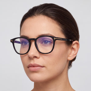 Tom Ford FT5890-B Oval Eyeglasses for Unisex — interior view, Blue Light Block demo lenses