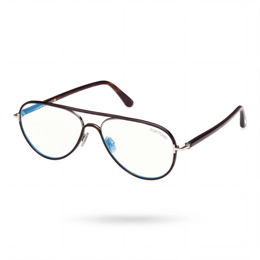 Tom Ford FT5897-B Havana Aviator Eyeglasses for Men, Metal frame