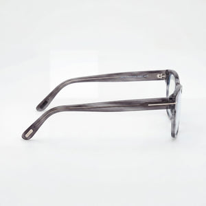 Tom Ford FT5898-B Square Eyeglasses Men — side view, Gray Plastic temples