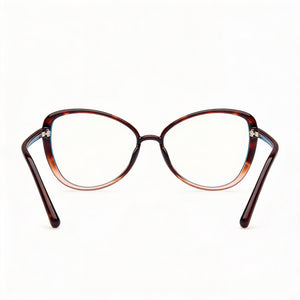 Tom Ford FT5907-B Cat Eye Eyeglasses Women — side view, Havana temples 140mm