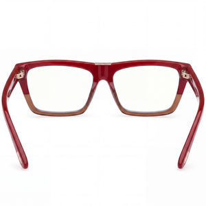 Tom Ford Ft5912-b Rectangle Eyeglasses Women — side view, Red Acetate temples