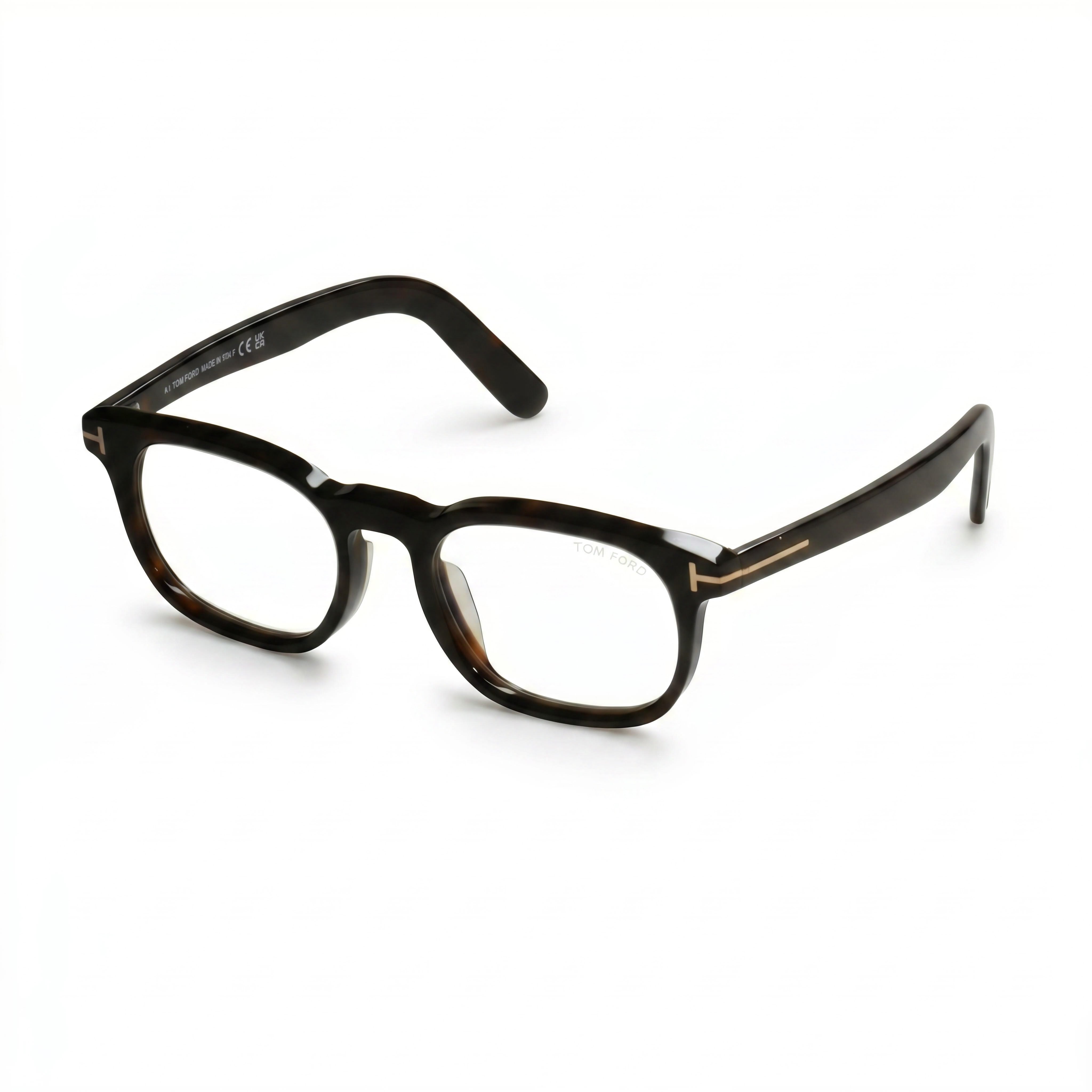 Tom Ford FT5930-D-B Havana Round Eyeglasses, Unisex Acetate 52mm, Photo 1
