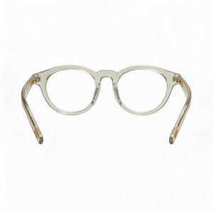 Tom Ford FT5931-D-B Round Eyeglasses Men — side view, Transparent Plastic temples