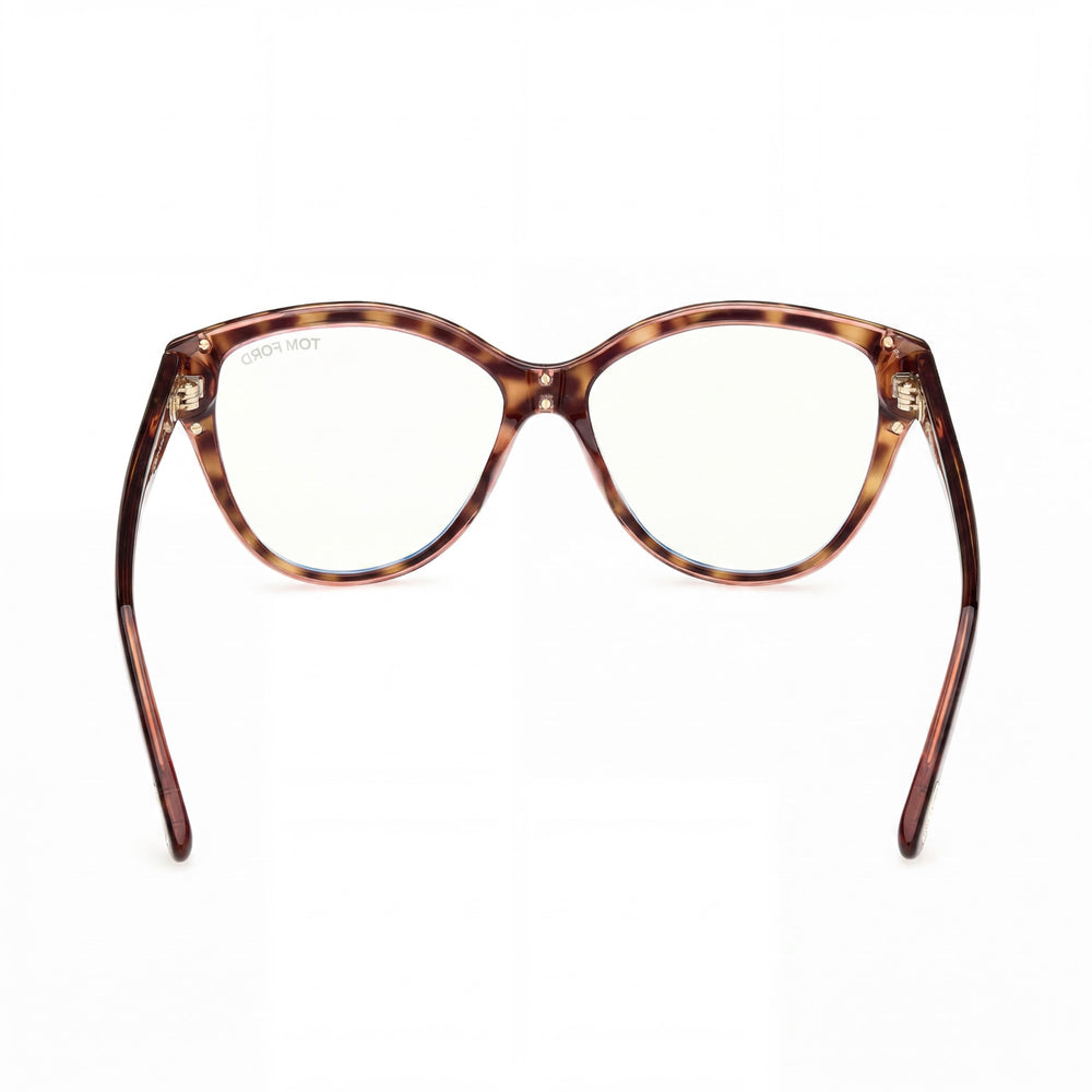 Gafas de plástico Tom Ford FT5954-B para mujer, con montura de ojo de gato y bloqueo de luz azul, color habana, 54 mm