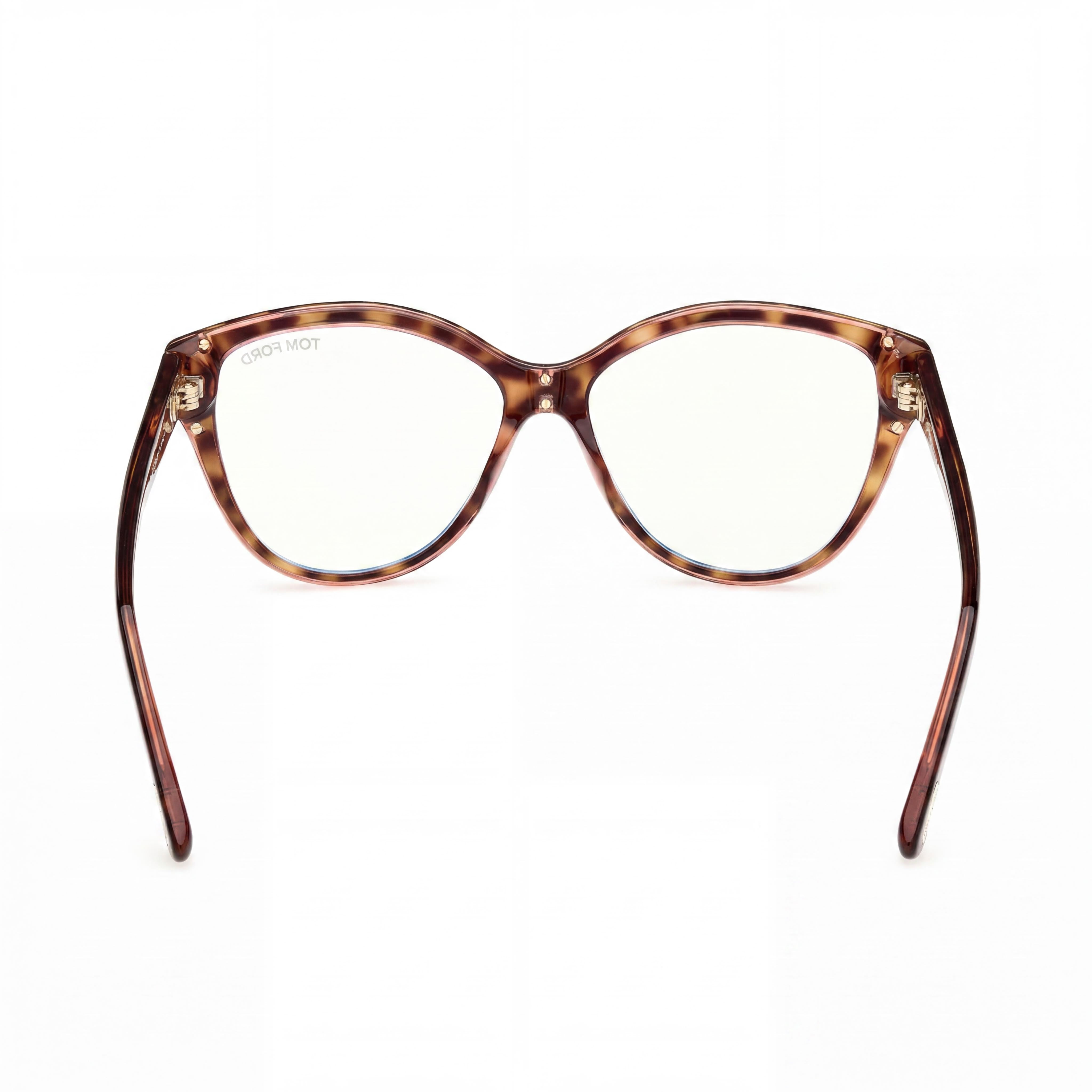 Tom Ford FT5954-B Women's Cat Eye Plastic Blue Light Block non- Eyeglasses, Colored Havana 54mm, Photo 3