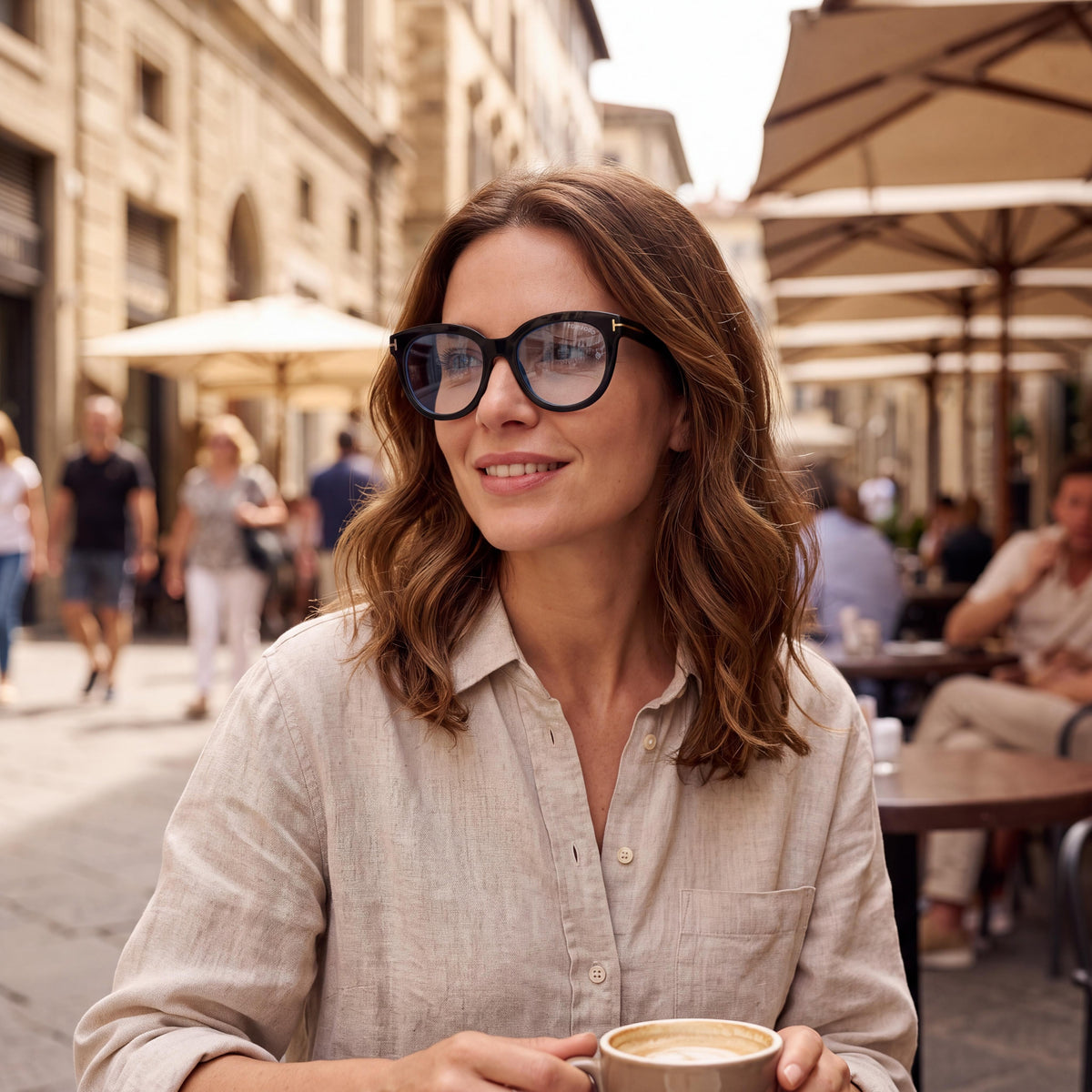 Gafas unisex Tom Ford Ft5987-b estilo ojo de gato en color negro brillante, Photo 4