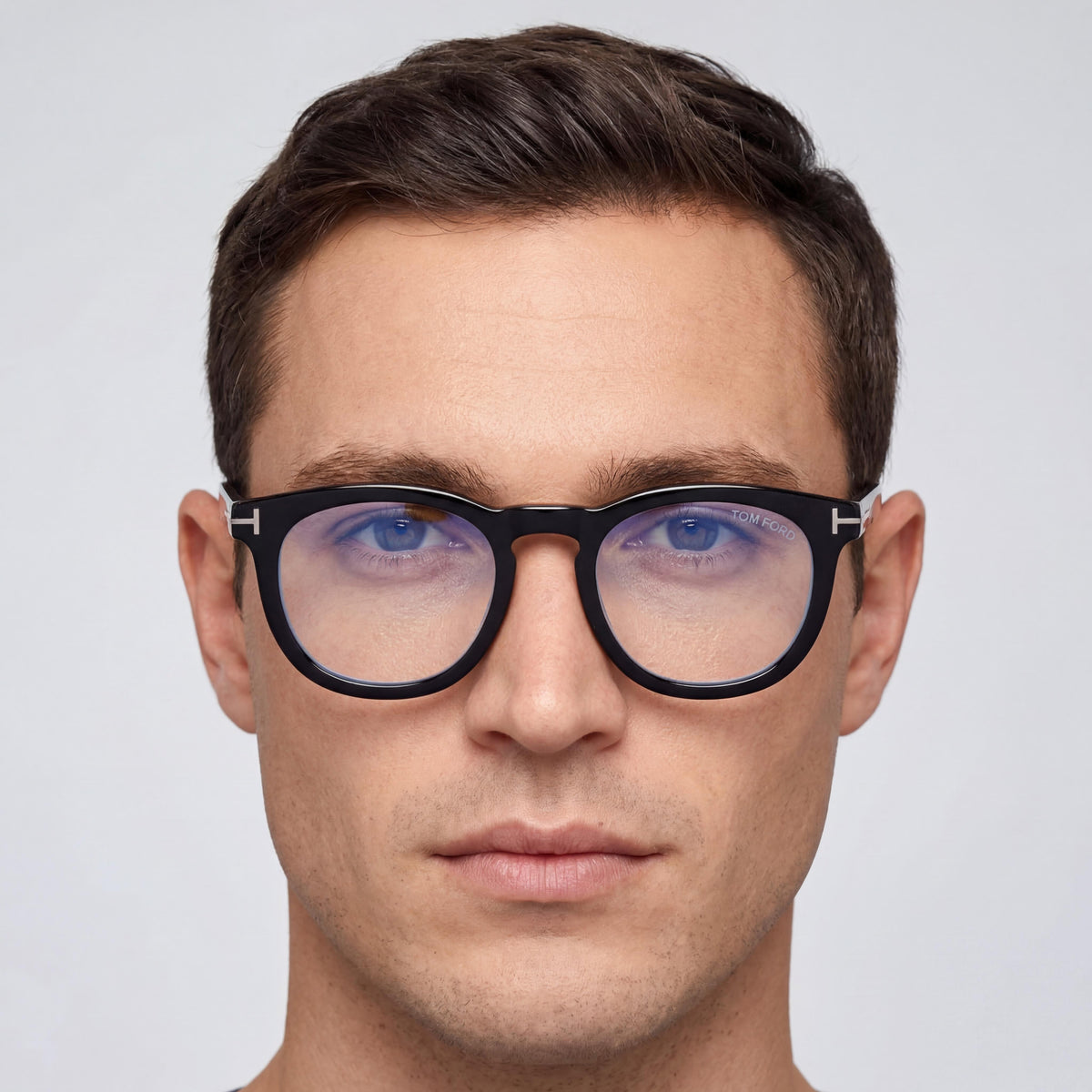 Tom Ford Ft5993-b Shiny Black - Smoke Round Eyeglasses Unisex, Photo 5