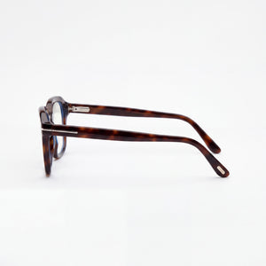 Tom Ford Ft6060-b Square Eyeglasses Unisex — side view, Blonde Havana Blue Filter Plastic temples