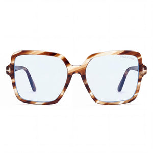 Tom Ford FT6063-B Rectangle Eyeglasses Unisex — front view, Blue Filter Plastic
