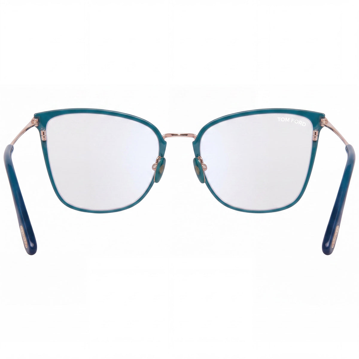 Tom Ford TF5839-B Shiny Teal/Gold Cat Eye Eyeglasses for Women, Photo 2
