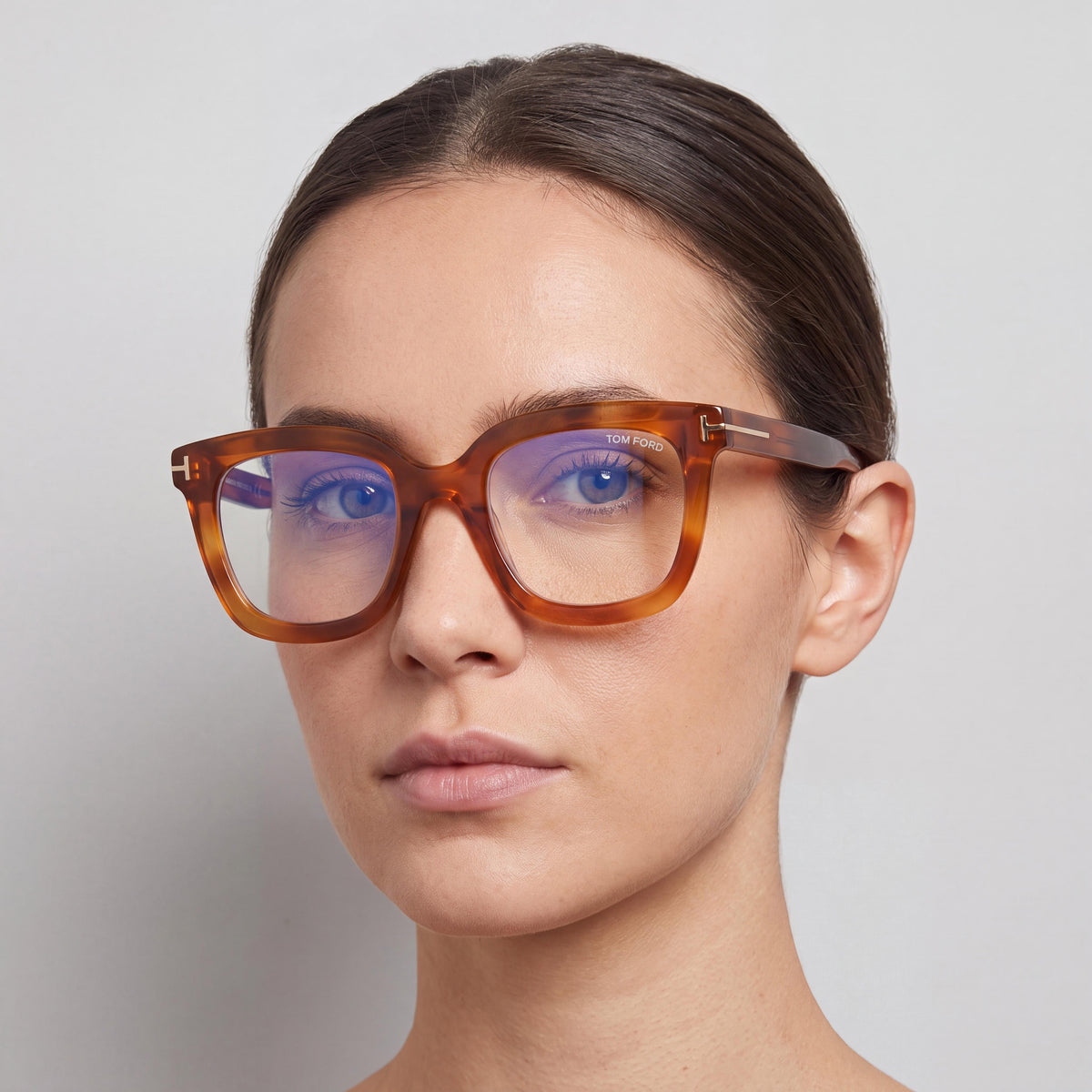 Tom Ford TF5880-B Amber Square Eyeglasses for Women, 51mm, Photo 3