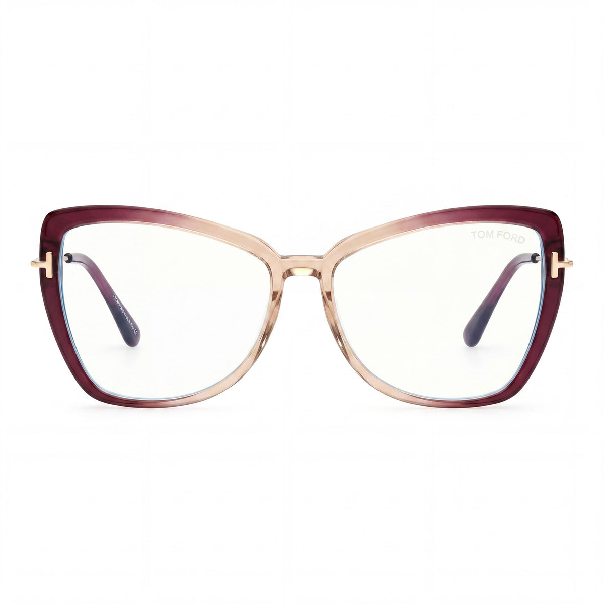 Gafas graduadas Tom Ford TF5882-B para mujer, forma de mariposa, color violeta/dorado, 55 mm, Photo 2