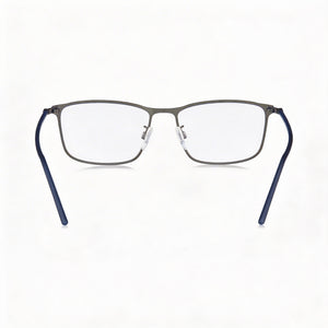 Tommy Hilfiger 106917 Rectangle Eyeglasses Men — side view, Silver Alloy Steel temples