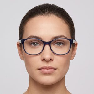 Tommy Hilfiger 106945 Rectangle Eyeglasses for Women — interior view, Polycarbonate demo lenses