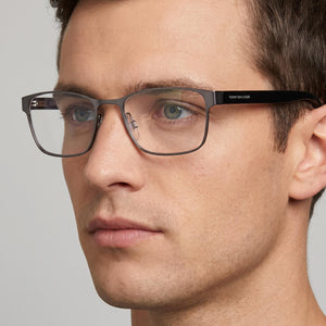 Tommy Hilfiger 1769 Rectangle Eyeglasses for Men — interior view, Polycarbonate demo lenses