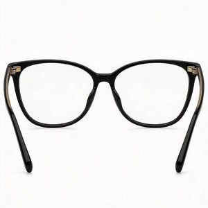 Tommy Hilfiger Rectangle Eyeglasses Women — side view, Black Acetate temples