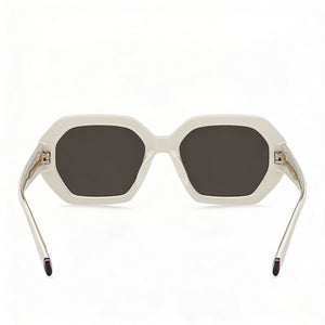 Tommy Hilfiger Casual. Square Sunglasses Women — side view, Non-Polarized Dark Gray lens