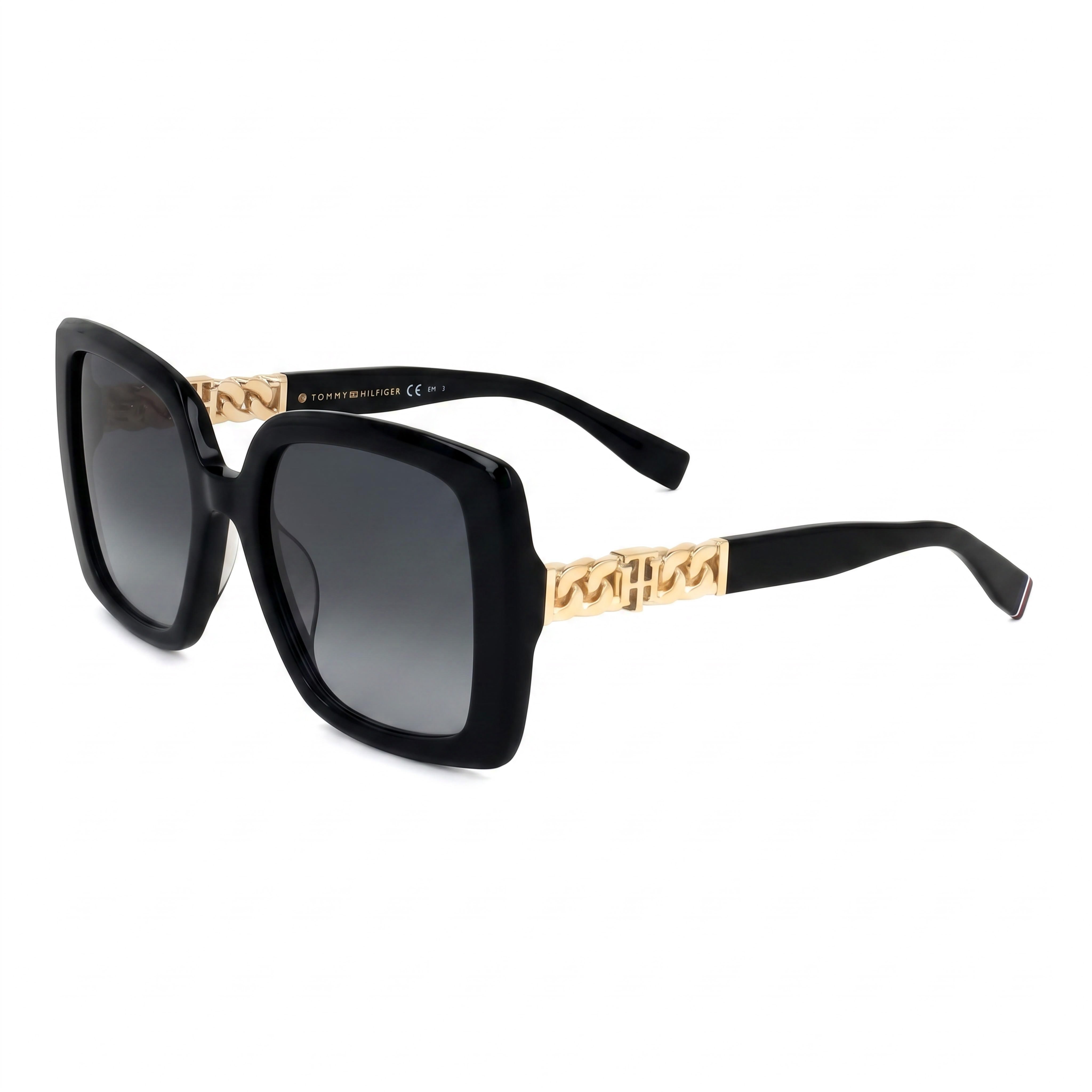 Tommy Hilfiger Classic Black Grey Rectangle Sunglasses for Women, 54mm, Photo 1