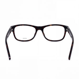 Tommy Hilfiger Classic Rectangle Eyeglasses Unisex — side view, Havana Acetate temples