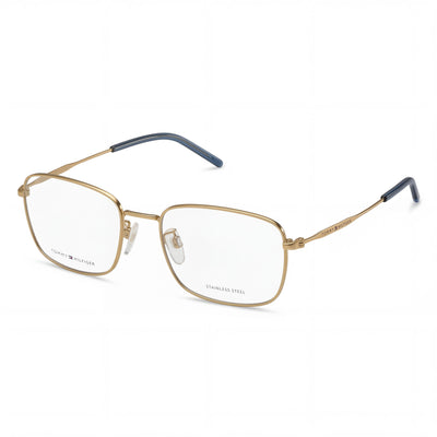 Tommy Hilfiger Gold Rectangle Eyeglasses for Men, Alloy Steel frame