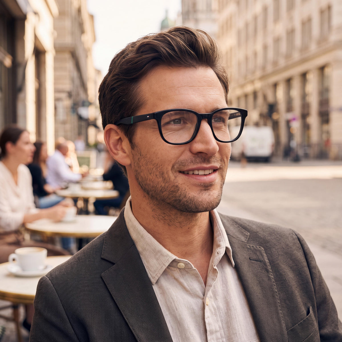 Tommy Hilfiger Blue Grey Rectangle Eyeglasses for Men, Photo 6