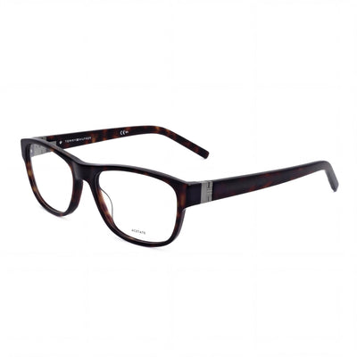 Tommy Hilfiger Havana Rectangle Eyeglasses Unisex, Acetate frame