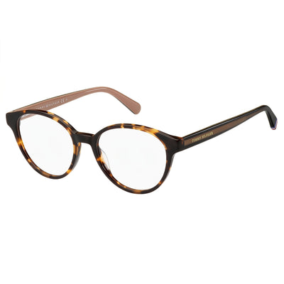 Tommy Hilfiger Havana Round Eyeglasses for Women, Acetate frame