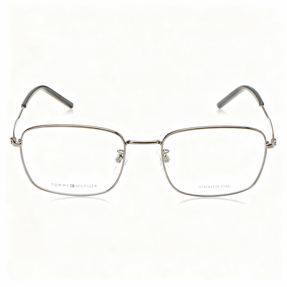 Tommy Hilfiger Rectangle Eyeglasses for Men — front view, Alloy Steel