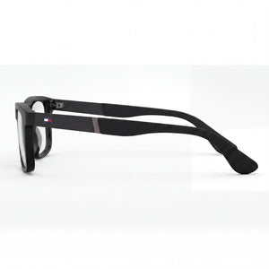 Tommy Hilfiger Th 1522 Rectangle Eyeglasses Men — side view, Black Rubber temples