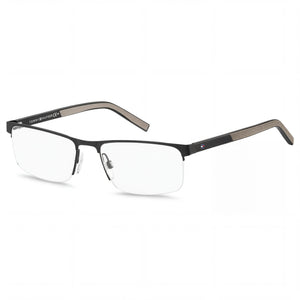Tommy Hilfiger TH 1594 Matt Black Rectangle Eyeglasses for Men, Alloy Steel frame