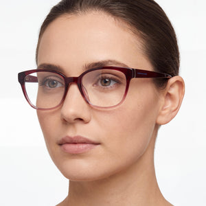 Tommy Hilfiger TH 1840 Square Eyeglasses Women — side view, Red Acetate temples
