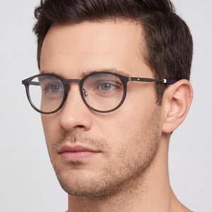 Tommy Hilfiger TH 1845 Round Eyeglasses Men — side view, Grey Alloy Steel temples
