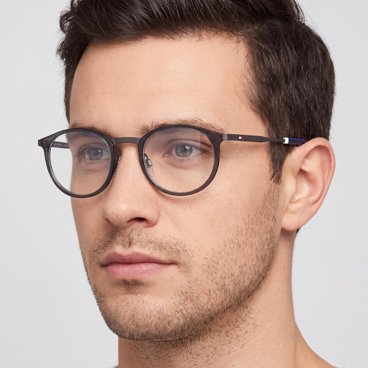 Gafas graduadas Tommy Hilfiger para hombre, modernas, de acero aleado gris, con lentes de 49 mm, puente de 23 mm y patillas de 145 mm., Photo 3