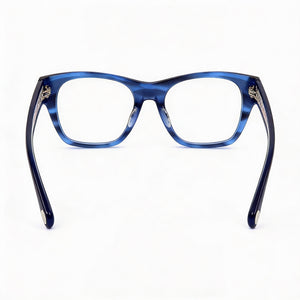 Tommy Hilfiger TH 1865 Square Eyeglasses Women — side view, Blue Acetate temples