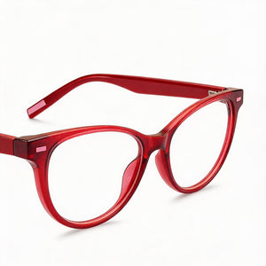 Tommy Hilfiger Th 1928 Oval Eyeglasses Women — side view, Red Injected temples