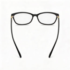 Tommy Hilfiger TH 1965 Rectangle Eyeglasses Women — side view, Black Plastic temples