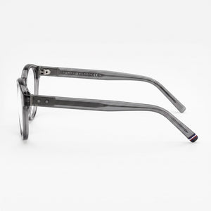 Tommy Hilfiger TH 1984 Round Eyeglasses Men — side view, Gray Acetate temples